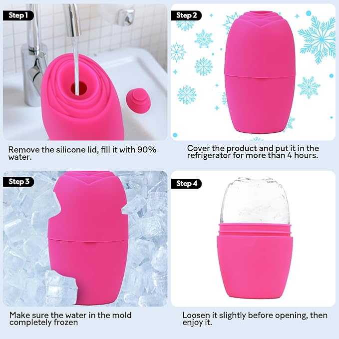 LATME Ice Cube Roller for Face Eyes,Reusable Silicone Ice Mold,Womens Gifts,Face Massager Roller Puffiness Migraine Pain Relief and Minor Injury