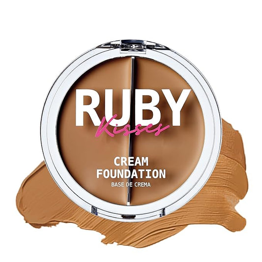 Ruby Kisses 3D Face Creator Cream Foundation & Concealer, 12 Hours Long Lasting, Medium to Full Coverage, Non-Greasy, Ideal for Makeup & Contour Palette (Level 8)