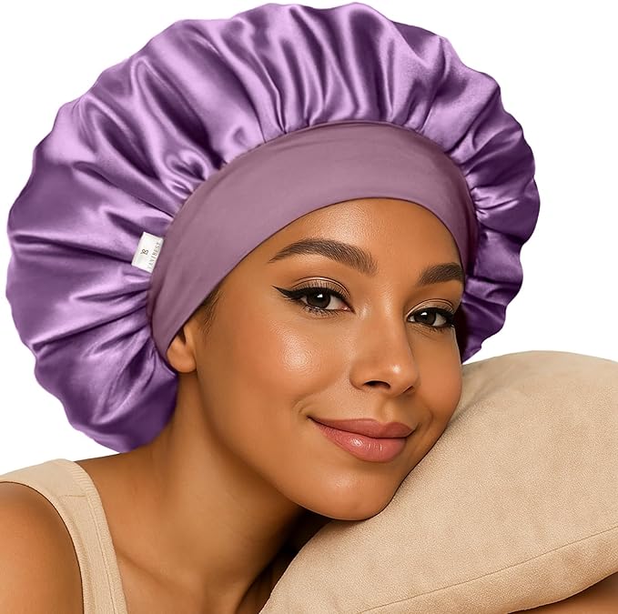 YANIBEST Silk Bonnet for Sleeping Women, Double Layer Hair Satin Bonnets with Elastic Band, Sleep Cap Curly Natural Hair
