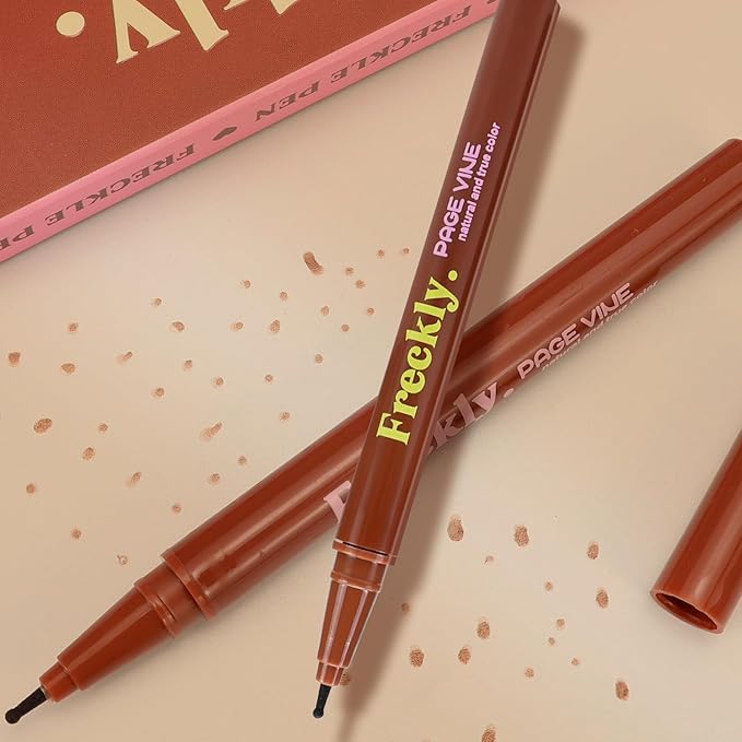 Freckle Pen,2 PCS Faux Freckle Stamp Waterproof,Fake Face Freckles Stain Makeup Long Lasting Quick Dry,Natural Lifelike Soft Dot Freck Pen 2PCS-04 Espresso