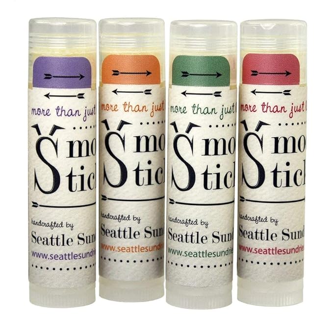 Smooch Stick All Natural Lip Balm Set for Women, Men & Kids with Beeswax & Shea Butter - Fruit, Floral, Herbal Flavors Variety Pack - Small Gift Idea - Seattle Sundries