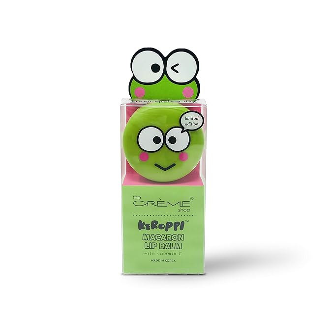 The Crème Shop x Sanrio Hello Kitty Macaron Lip Balm (Keroppi Green Apple A Day) Korean Cute Scented Pocket Portable Soothing Advanced Must-Have on-the-go