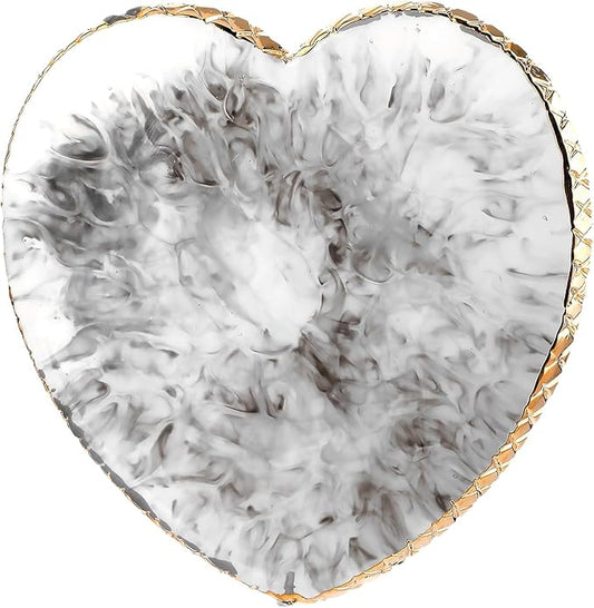 Sibba Resin Nail Art Palette Nail Mixing Palette Polish Color Mixing Plate Golden Edge Nail Holder Display Board Heart Shape Cosmetic Mixing Tools