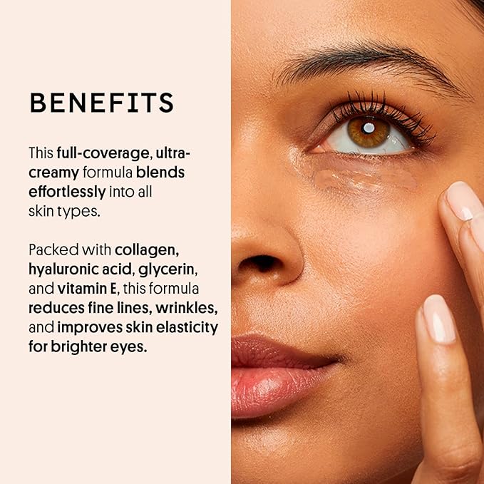 Winky Lux Peeper Perfect Under Eye Concealer, Makeup & Eye Brightener, Full Coverage Concealer for Dark Circles, Color Corrector & Eye Primer With Collagen, Hyaluronic Acid & Vitamin E (Golden Medium)