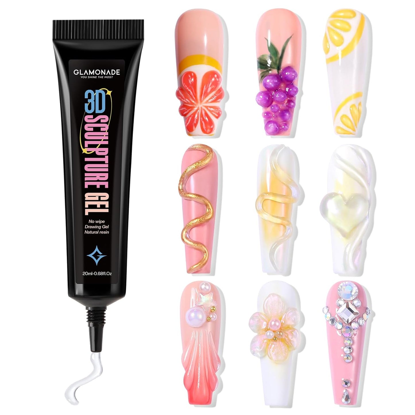 3D Sculpting Gel Nail Art: 15g Nail Sculpting Glue No Wipe Clear Gel Polish DIY Nail Art for Drawing Molding Nail Tech Must Haves Manicure Decoration Supplies