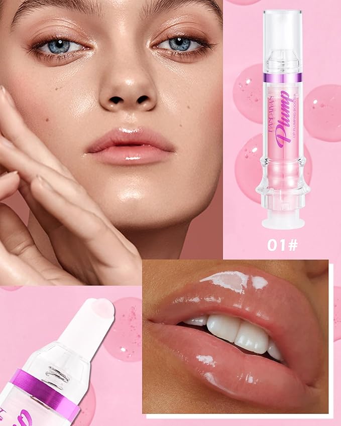 Lip Plumping Booster Lip Gloss, Glossy Lip Tinted Stain, High-Shine Smooth Fuller Lips, Hydrating & Volumizes Lip Oil Lip Glaze, Plump and Pout Plumper Lipstick, Christmas Makeup Gift for Women-01#
