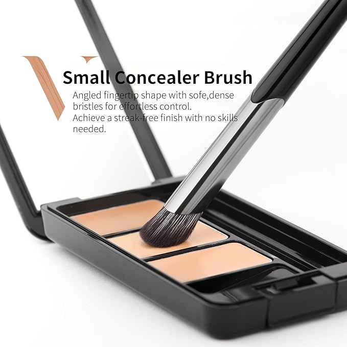 DUcare Nose Contour Brush, Angled Concealer Brush Under Eye, Small Under Eye Makeup Brush for Dark Circles Puffiness Puffy Face Eyebrow Eyes (V02 Mini Contour Brush)