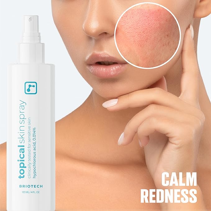 BRIOTECH Topical Skin Spray, Hypochlorous Acid for Sensitive Skin, HOCl Facial Mist, Full Body Support Against Irritation, Calm Redness, Soothe Foot & Scalp, 32 oz Refill (1 Pack)