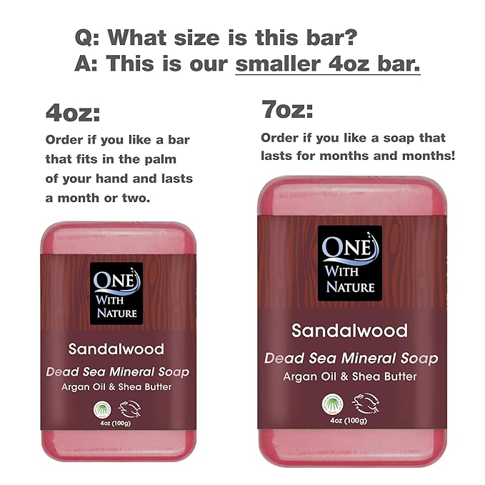 One With Nature Dead Sea Salt Sandalwood Soap 4oz 3-Pack – Purifying and Exfoliating Soap Bar with Dead Sea Minerals and Sandalwood for Face & Body, for Men & Women
