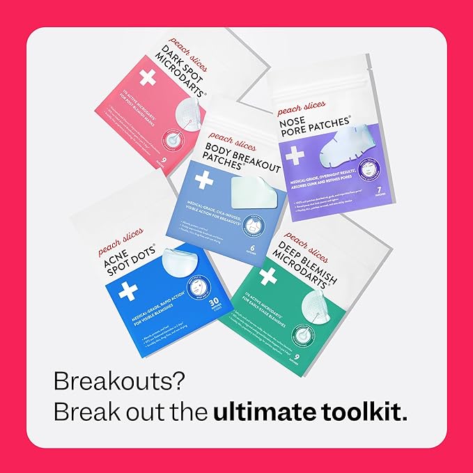 Peach Slices | Acne Spot Dots | Hydrocolloid Acne Patches | For Zits, Blemishes, & Breakouts | Vegan | Cruelty-Free | Pimple Patches | Facial Skin Care Products | 3 Sizes (7mm, 10mm, & 12mm) | 60 Ct