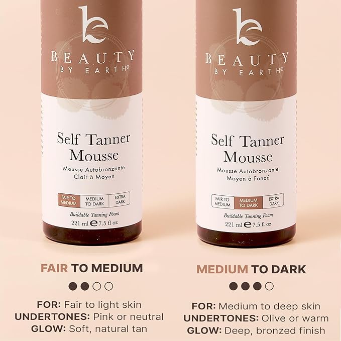 Self Tanner Mousse - USA Made with Natural & Organic Ingredients, Self Tanning Mousse for Fake Tan, Sunless Tanner for Pale Skin, Clear & Non Toxic Tanning Foam for Streak Free Finish, No Orange Color