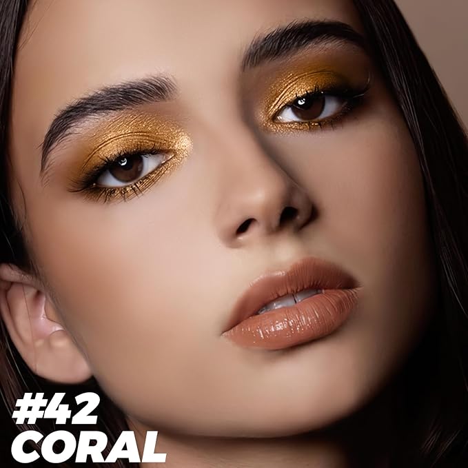 FOCALLURE Shimmer and Matte Cream Eyeshadow Stick,Smooth Brilliant Eye Brightener Pencil for Women,Long Lasting Waterproof Eye Shadow and Liners Makeup,CORAL