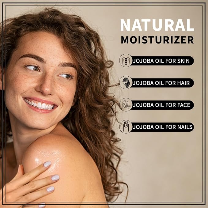 Yoken 32 fl oz (EWG Verified) 100% Pure Jojoba Carrier Oil - Unrefined, Hexane-Free, Cold Pressed for Skin, Face, Hair, Nails, and Massage