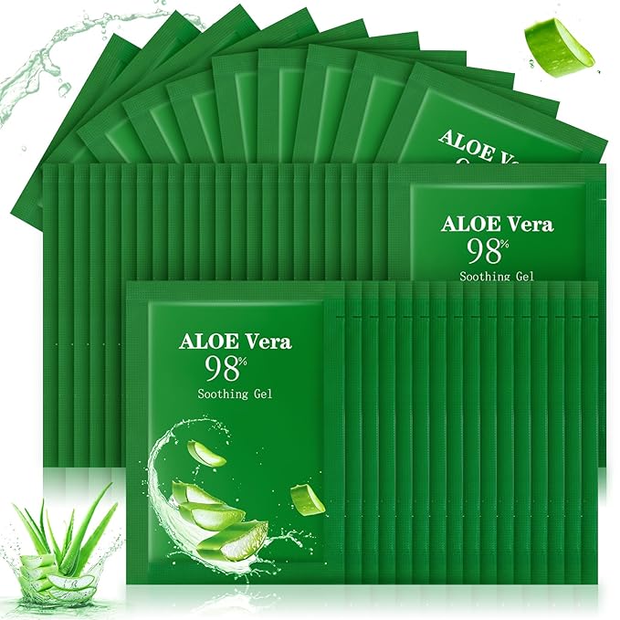 60 Pcs Aloe Vera Gel Bulk Travel Size Soothing Gel 98% Organic Aloe Vera Moisturizer for Skin and Hair Face Moisturizer for Sunburns Relief, Razor Burns, DIY Skincare