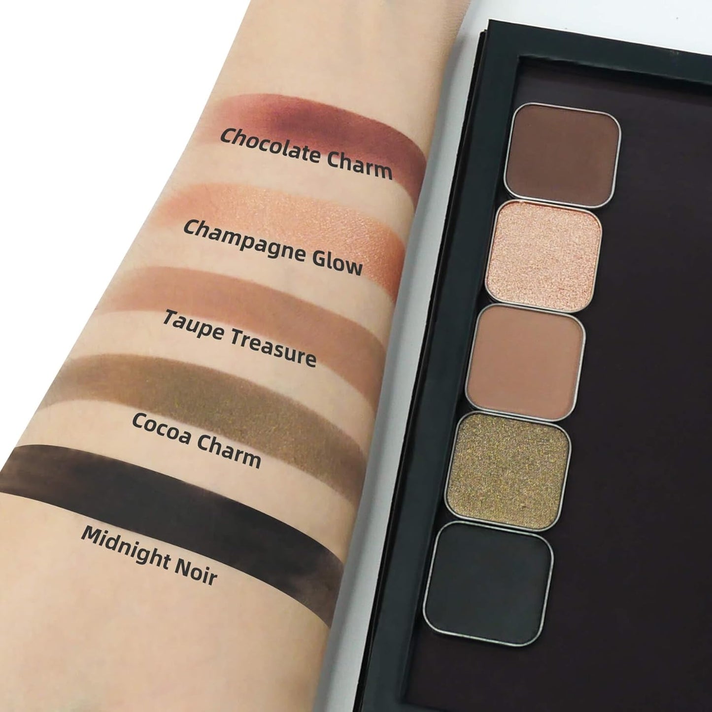 Magnetic Single Shimmer Bronze Eyeshadow with Metal Pan, Pressed Powder Refill, Ideal for Smoky Eye Makeup and DIY Empty Magnetic Palette (Cocoa Charm)