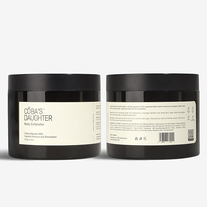 COBA'S DAUGHTER Robusta Coffee Body Scrub| Exfoliating for Cellulite and Stretch Marks, KP Bump Eraser, Strawberry Legs,Underarm | Matcha & Shea Butter | Safe for pregnancy | Vegan Beauty (10.6 Oz)