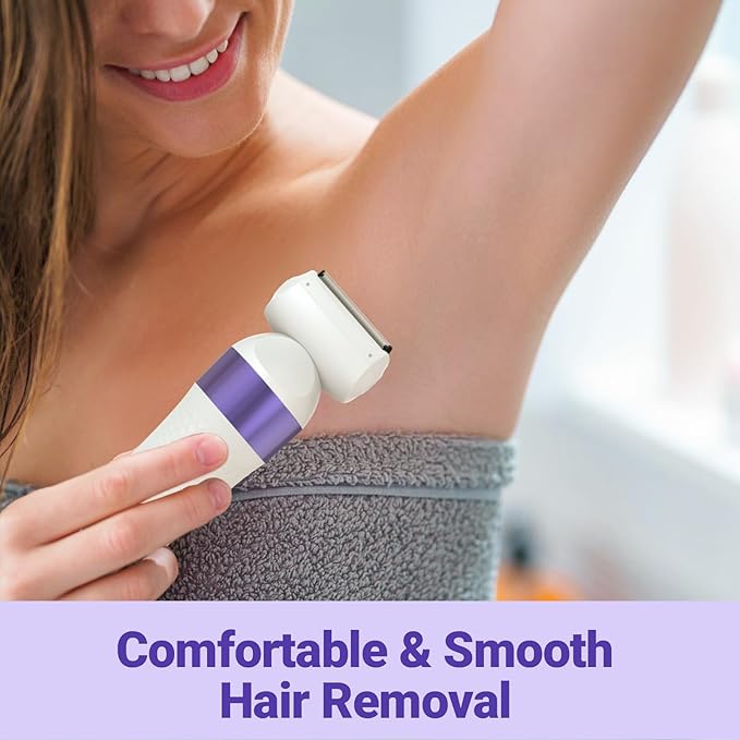 Bikini Trimmer for Women, IPX7 Waterproof Wet & Dry Electric Razors for Women, Bikini Legs Underarm Pubic Hairs Rechargeable Electric Shaver with 3 Trimmer Heads