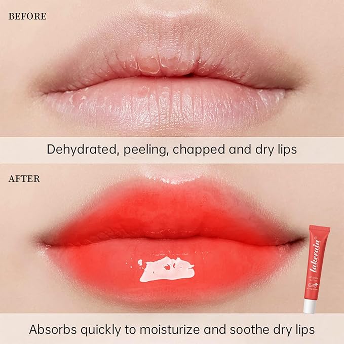 Lip Glowy Balm Butter Lip Balm Plumps Moisturizing Hydrating Lip Mask Repair Moisturizer Lips Care Lip Treatment for Dry Cracked Lip, Glossy Finish, Vegan Tinted Lip Balm Chapstick (#5 Cherry)