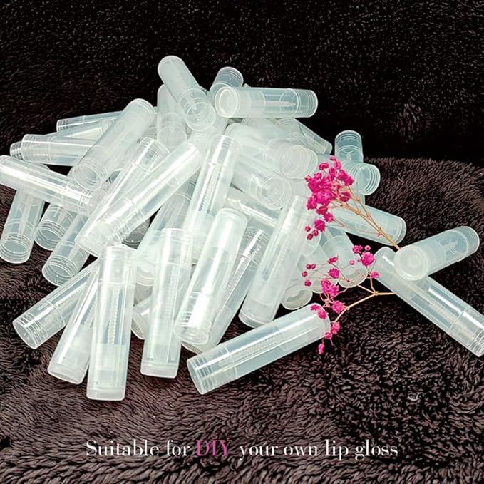 50 Lip Balm Container Kit with Filling Tray and Spatula, Round Tube Refillable Empty Tube 3 Colors, 0.15 oz, BPA Free, for DIY Homemade Lipstick Lipstick (50 translucent kits,)