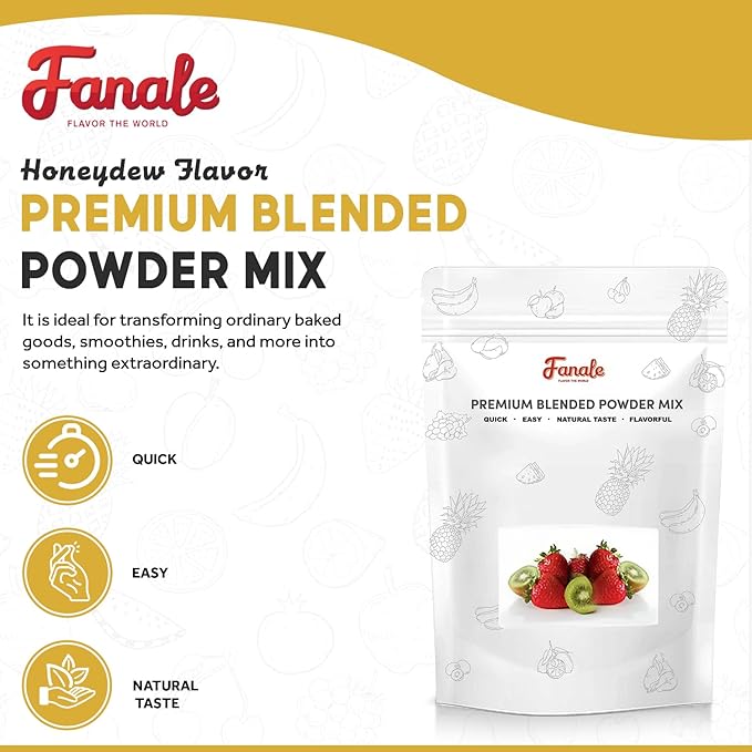 Fanale Premium Honeydew Bubble Tea Flavoring Powder | Perfect for Baking, Smoothies, Desserts and Drinks | Instant Flavoring Powder for Boba Milk Tea - 2.2 Pounds (Pack of 20).