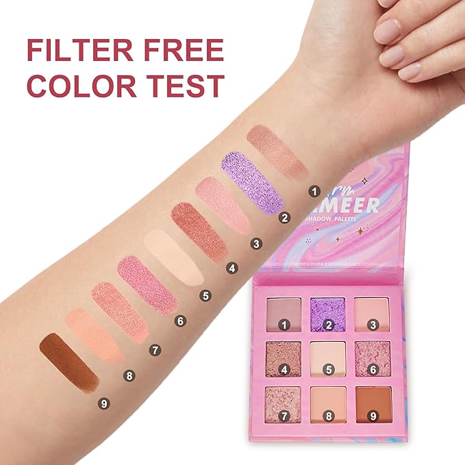Eyeshadow, 9 Colors Eyeshadow Palette, Matte&Glitter&Shimmer Eyeshadow,for Eye Makeup Long Lasting Waterproof Eye Makeup Palette, Glitter Shimmer Professional Bright-Colored Eye Shadow(G005-2)