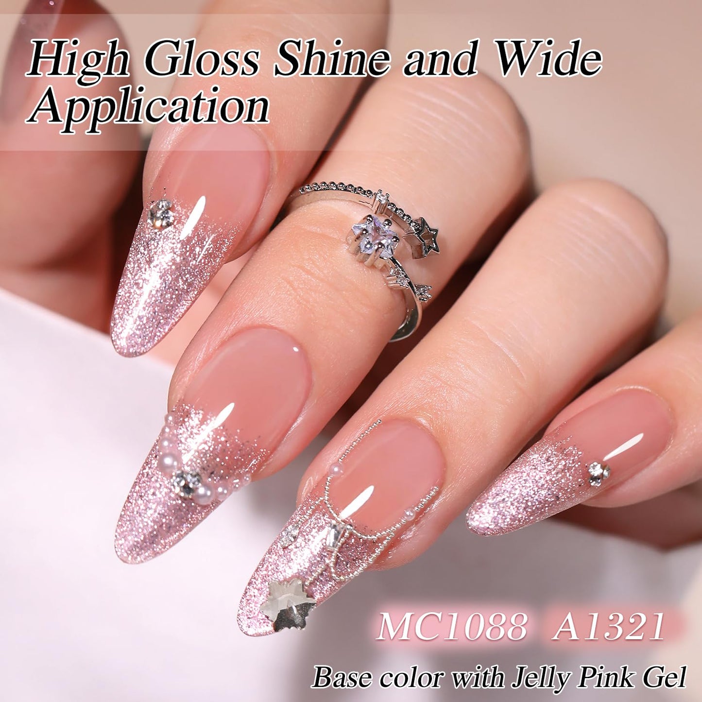 Double Rhythm 6 Colors Cat Eye Gel Polish Set Shimmer Glitter with Magnet Holographic Reflective Magnetic UV Nail Art Kit (6-Kit 32)