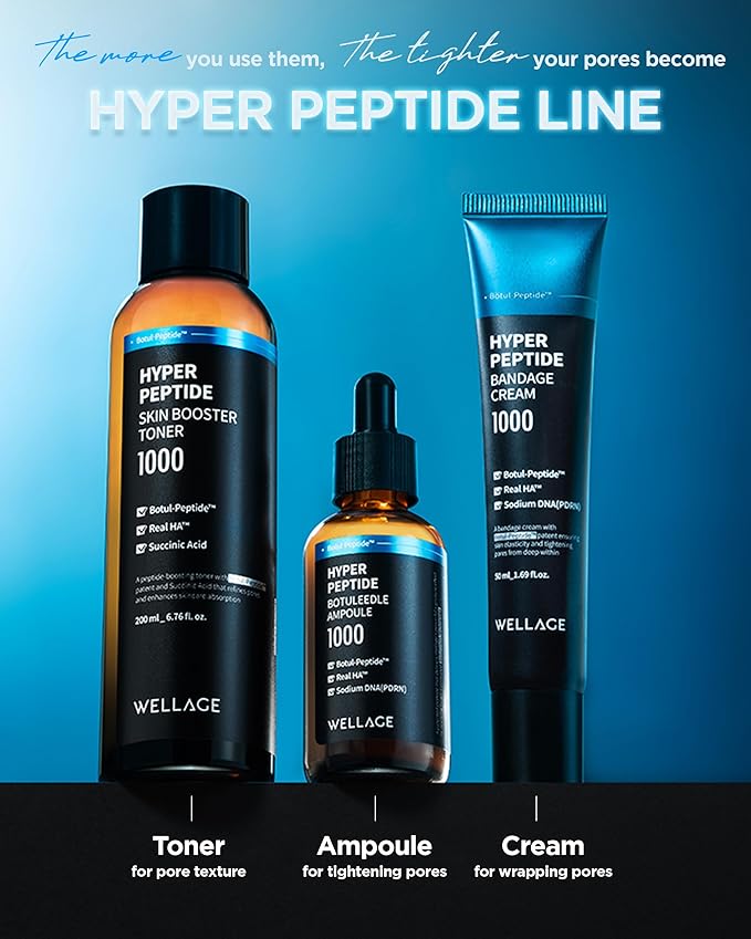 WELLAGE Hyper Peptide Skin Booster Face Toner - Korean Beauty Facial Astringent, Infused Peptide PHA, Anti-Aging, Wrinkle & Elasticity Improvement - for Uneven Texture, Reduces Pores, 6.76 fl.oz.