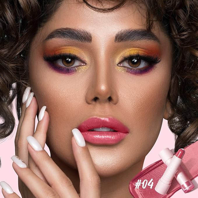 Tinted Lip Balm Chapstick with Color, Natural Semi - Gloss Finish, Hydrating/Coloring 2 in 1 Moisturizer Lip Stick for Girls & Women #04 Hot-Pink