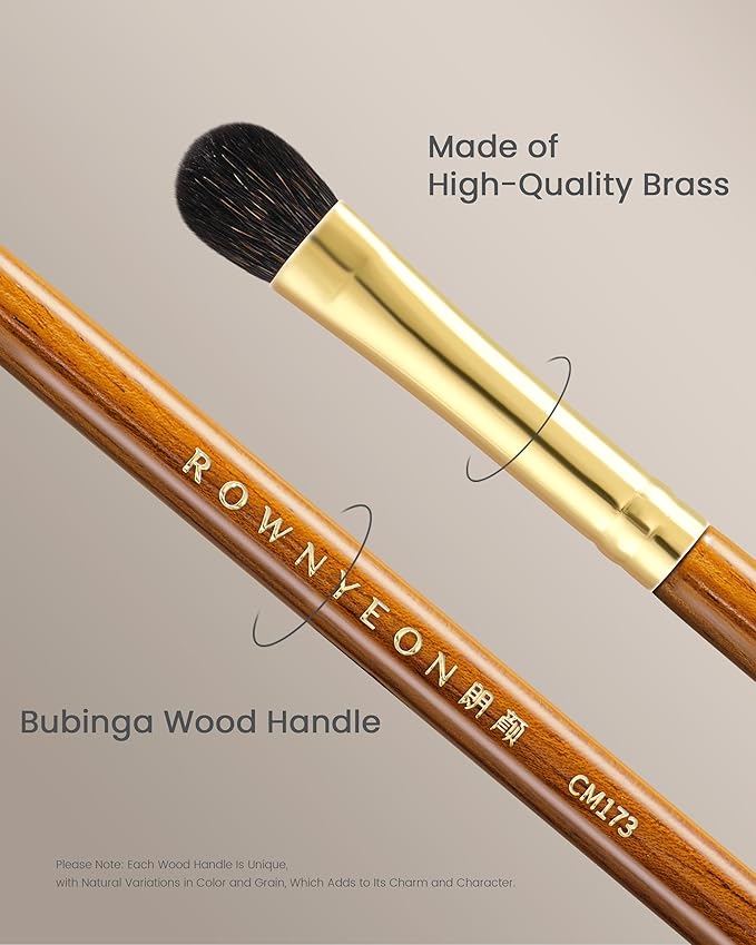 Desert Oak Series Low-Profile Oval Eyeshadow Brush - Gentle Curve for Controlled Blending, Squirrel & Goat Hybrid Bristles (CM 173)
