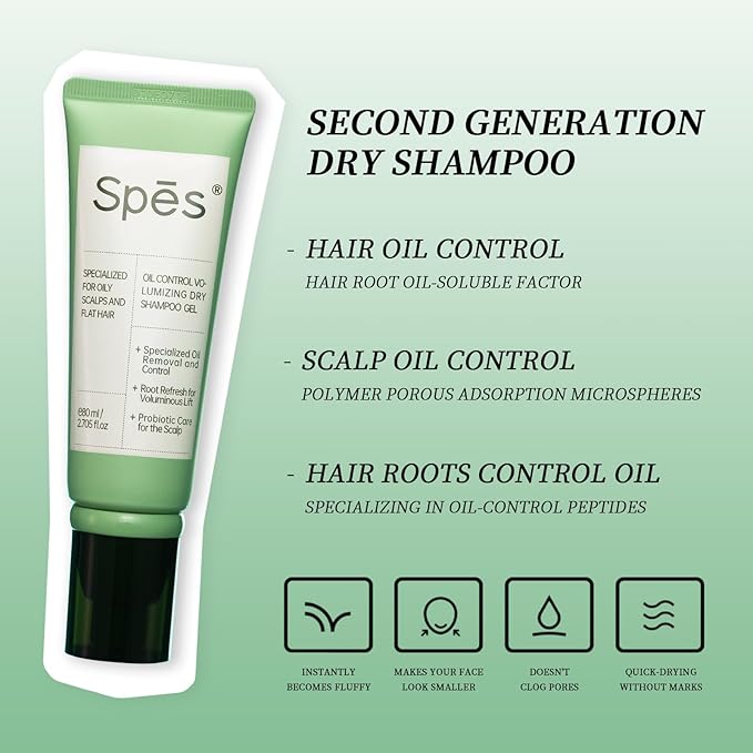 Dry Shampoo Second Generation Oil Control Volumizing Gel， No Need To Wash. Plant Ingredients, 24-Hour Oil Control, Improves Itchy Scalp, 4d Hyaluronic（80ml, Cedar Scent）