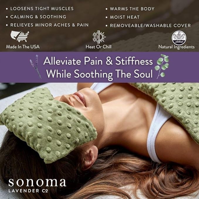 Sonoma Lavender Eucalyptus Spa Mask, Heatable/Chillable Aromatherapy Eye Pillow with Eucalyptus Flaxseed Insert, Eye Compress with Removable & Washable Cover (Silver Fox, Eucalyptus)