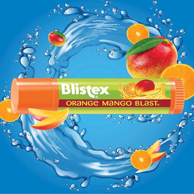Blistex Orange Mango Blast Lip Balm, Vitamins C & E, Bulk Lip Balm, Super Smooth Moisturization, Refreshing Flavored Lip Hydration, 0.15 Ounce (Pack of 24)