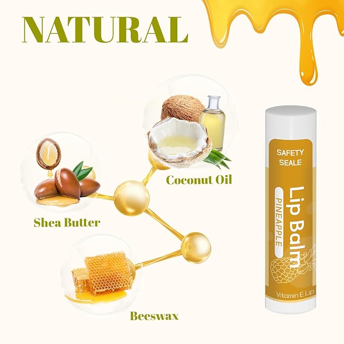 36 Pack Natural Lip Balm Bulk with Vitamin E and Coconut Oil - Moisturizing, Soothing, and Repairing Dry and Chapped Lips - 12 Flavors - Non-GMO