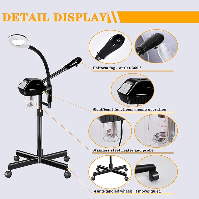 Facial Steamer for Deep Hydration, 2in1 Ozone Face Steamer with 5X Magnifying Lamp, Professional Facial Steamer, Suitable for Home Use or Beauty Spa Deep Cleansing and Hydration