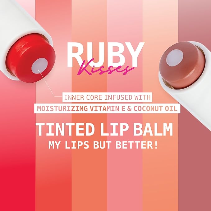 Ruby Kisses Balm Up Tinted Lip Balm, Non-Greasy Hydrating Formula, Nourishing Coconut Core & Vitamin E Infused, Lip Care with Natural Shine, Lightweight Sheer Color (Nude)