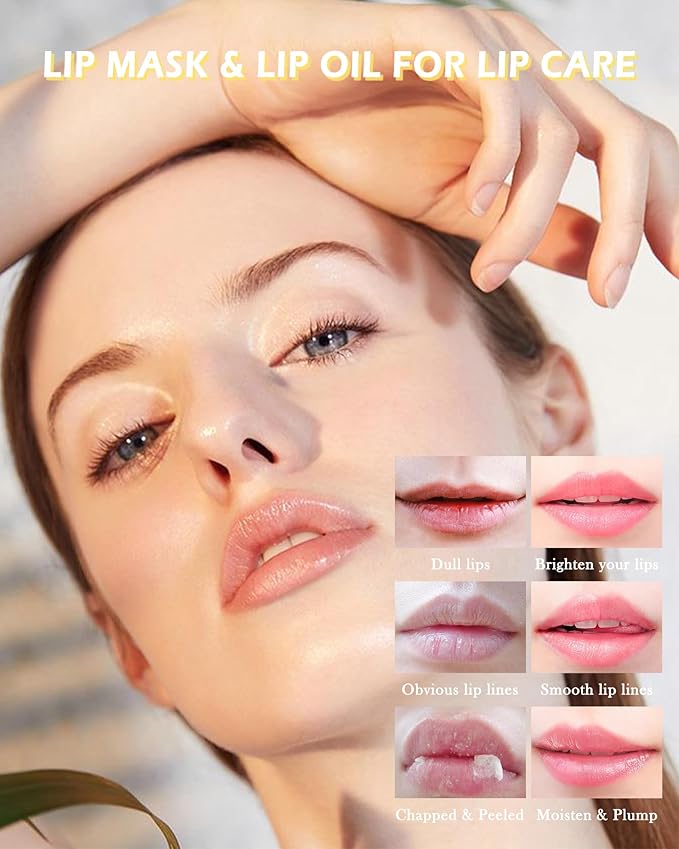 2Pcs Apple Lime Lip Bee Balm Honey Pot Lip Mask & Lip Glowy Oil Lip Gloss Care Set, Propolis Moisturizing & Nourish Lip Gloss Repair, Plump Dry Cracked Lip Scrub Exfoliator bálsamo para labios -Set D