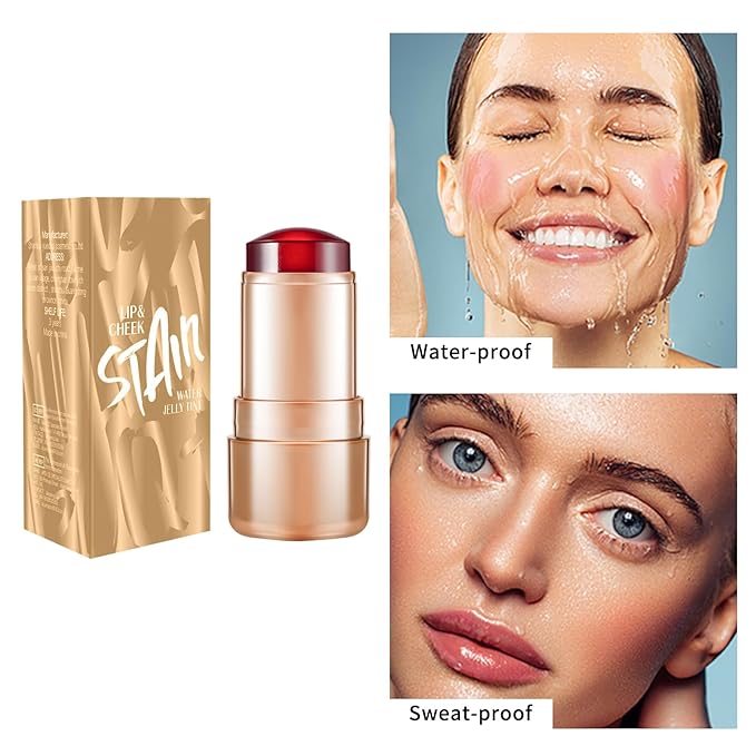 2pcs Jelly Blush Stick, Multi-purpose Lip and Cheek Colour Stick, Jelly Texture Waterproof, Moisturising and Long-lasting, Non-sticky, Create Watercolour Makeup Effect for Women and Girls 2#