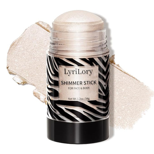 Highlighter Stick, Multi-Use Shimmer Makeup, Creamy Highlighter Makeup Stick with Hydrating Coconut Oil, Easy Blend for a Translucent Radiant Glow, For Face & Body | 1.2oz | Ivory Champagne