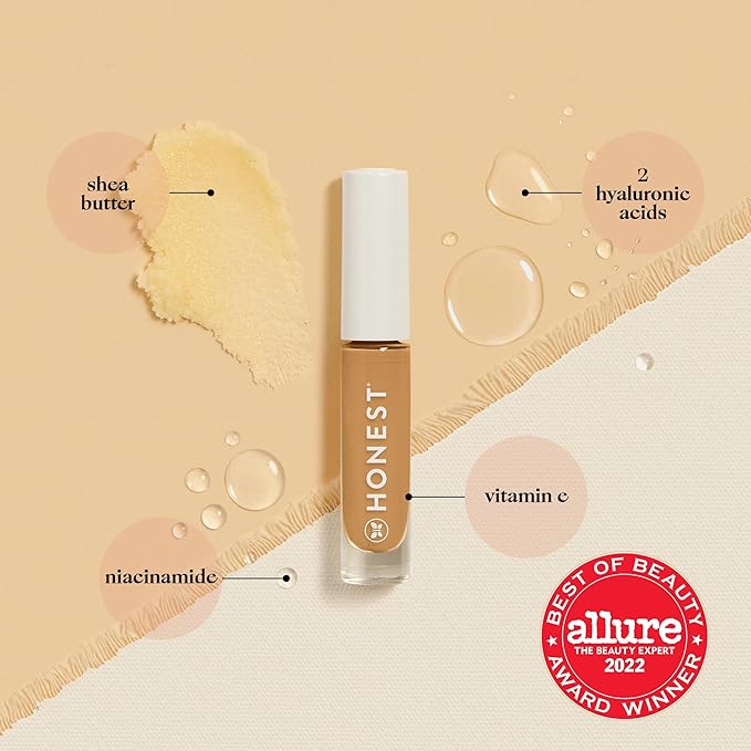 Honest Beauty Fresh Flex Concealer with Niacinamide + Vitamin E + Hyaluronic Acid | Vegan + Cruelty free | Nutmeg, 0.17 fl oz