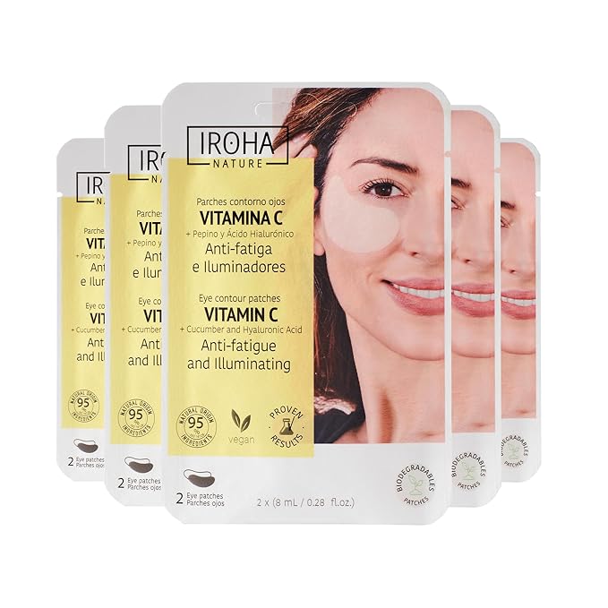 Eye Masks for Anti-Fatigue & Illuminating, Pack of 5 Pairs - Reduces Dark Circles, Puffiness - Hydrating with Vitamin C, Cucumber, Hyaluronic Acid - Vegan, Cruelty-Free Skincare Treatment
