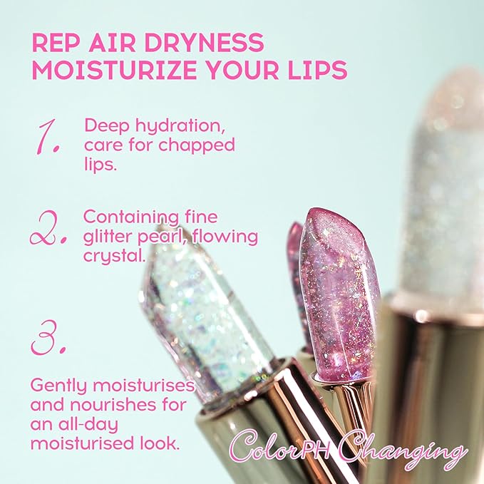 Ph Mood Magic Color Changing Lipstick, Crystal Flower Jelly Lipstick, Pearl Shimmer Lipstick Plumping Glimmer Glow Lipstick Long Lasting Nourishing Moisture Lip Care Color Change Lip Gloss(2#)