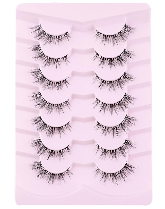 Cat Eye Lashes Natural Fake Lashes Demi Wispies Eyelashes Natural Look Lashes Wispy False Eyelashes Fox Eye Strip Lashes 7 Pairs
