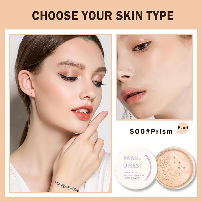 Setting Powder Loose Face Powder Lightweight Soft Smooth Brighten Minimizes Pores Long Lasting Oil Control Loose Powder Makeup For Matte Flawless Finish 00#Prism