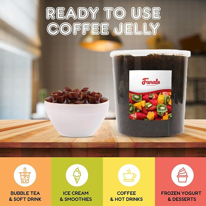 Fanale Coconut Jelly Topping nata de coco for Boba Tea | Ice Cream | Yogurt | Smoothie | Milk Tea | Desserts Coffee Jelly, 7.26 pound (Pack of 4)| JEL011-CS