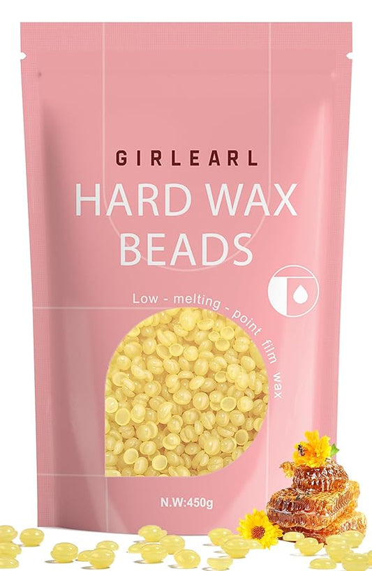 Hard Wax Beads, 1lb Honey Wax Beans for Hair Removal, Hard Wax for Sensitive Skin at Home, Wax Refill Perfect for Brazilian Bikini, Legs, Facial, Eyebrow and Full Body for Women and Men