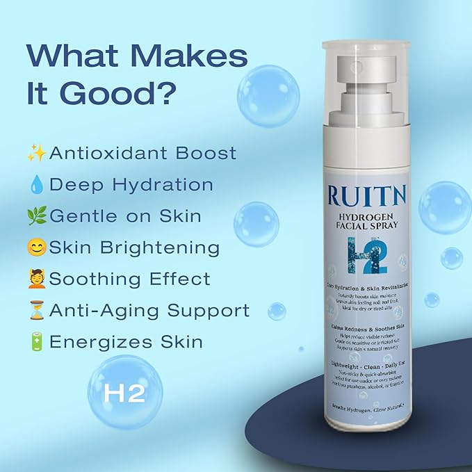 Hydrogen Face Mist Hydrating Spray,with Hydrogen Water Tablets, H2 Water Facial Spray for Deep Hydration,Anti-Aging Antioxidant Rejuvenation,Portable Design