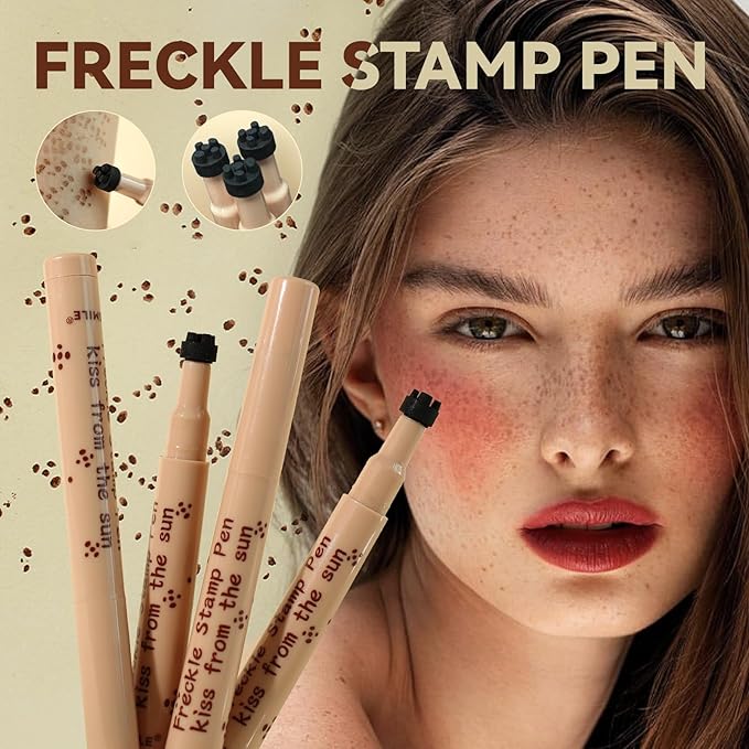 AKARY Stamp Freckle Pen Natural Lifelike Fake Freckles Makeup, Waterproof Long Lasting Quick Dry 5 Comb Corners Natural Like Face Freckle Makeup Pen for Effortless Sunkissed Makeup, 02-Natural Coffee