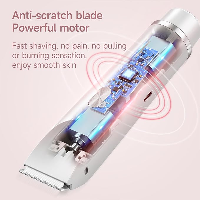 Bikini Trimmer for Women Electric Razors for Women, Double Head Dual Purpose, IPX7 Waterproof Hair Razor, Ceramic Blade Hair Trimmer Wet & Dry Use,Womens Painless Electric Shaver for Facial and Body