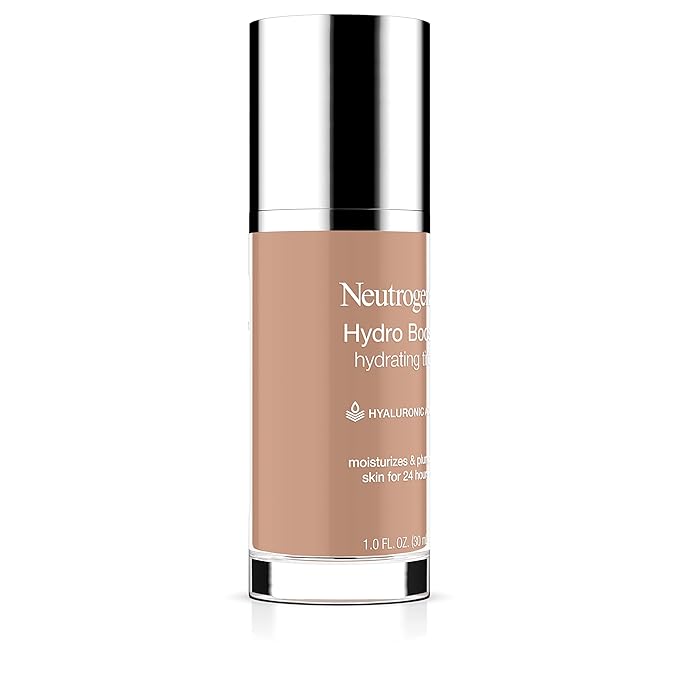 Neutrogena Hydro Boost Hydrating Tint Foundation Makeup for Dry Skin, with Hyaluronic Acid, Lightweight Oil-Free Water Gel, Non-Comedogenic, 50 Soft Beige, 1.0 fl. oz