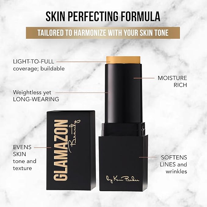 Glamazon Second to None Foundation Stick, Tabagian Beige, Light-to-Full Coverage, Weightless Makeup With a Glowy Natural Finish